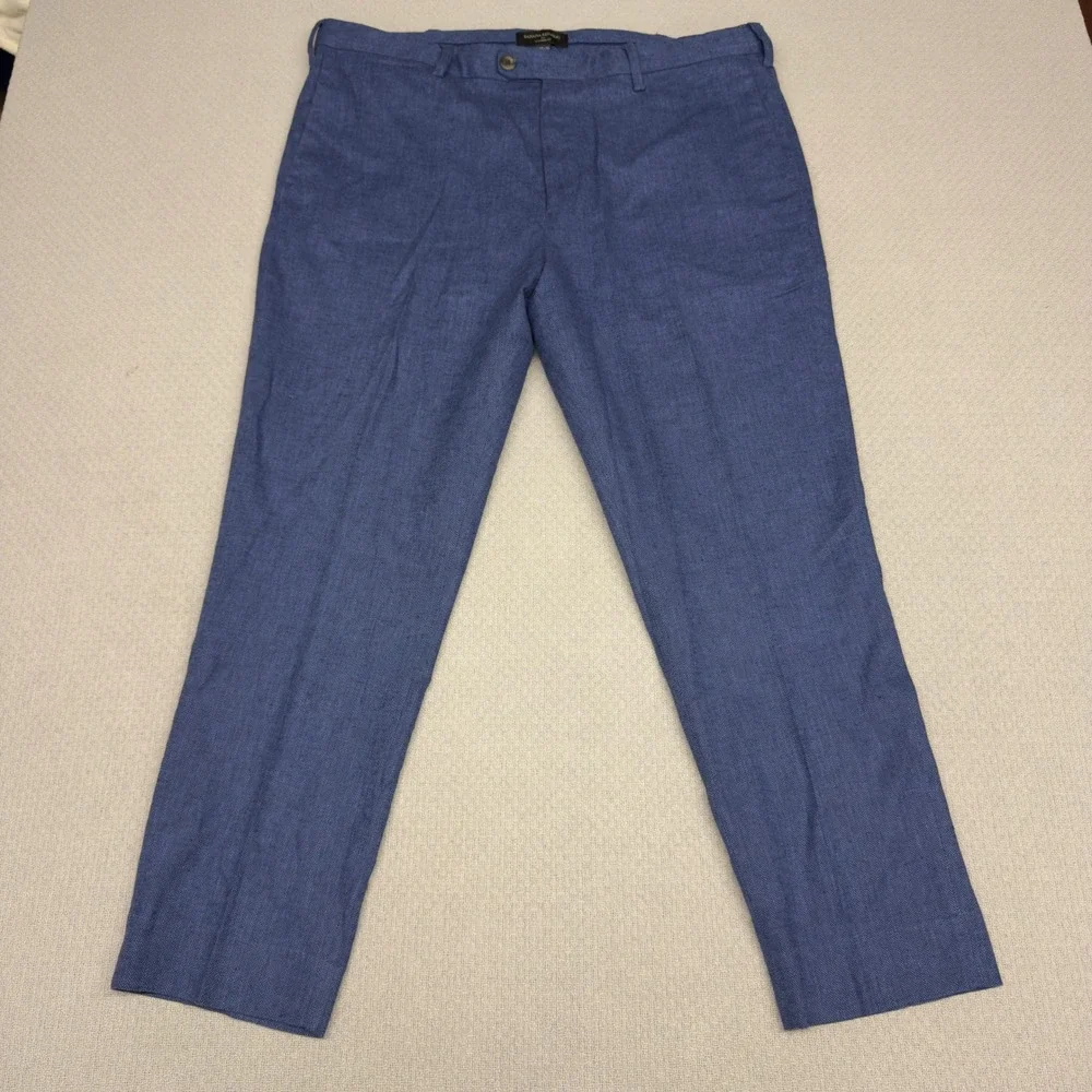 Banana Republic Pants Mens 38x30 Tailored Fit Blue Herringbone Linen Blend